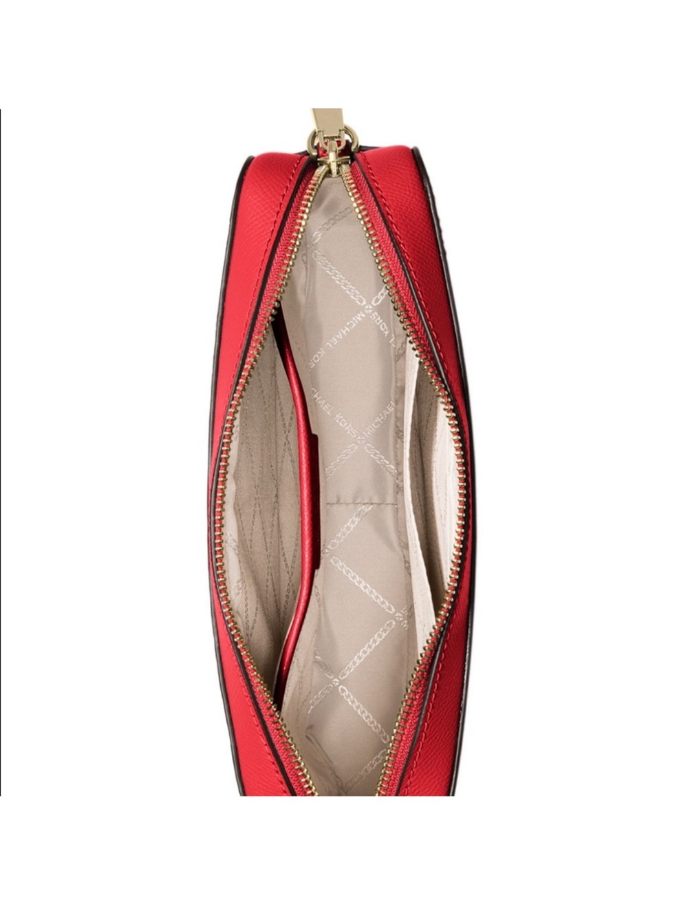 Michael Kors Red Leather Crossbody Purse with Gold Chain (Used) - Picture 3 of 11